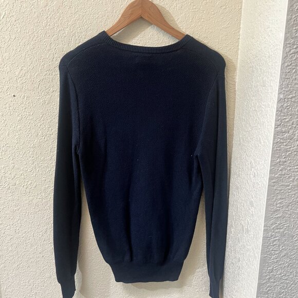 J. Crew Extra-Small Navy Cotton-Silk Pique Long-Sleeve Sweater Sweatshirt EUC XS - Picture 3 of 4